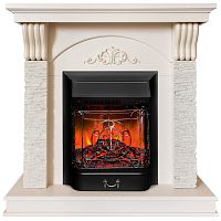 Каминокомплект CORFINO/МИЛАН Слоновая кость с очагом Электроочаг MAJESTIC LUX/МАДЖЕСТИК