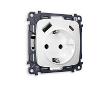 Комплект механизма электрической розетки AMBRELLA VOLT OMEGA Белый матовый 2USB A+C 20W (быстрая зарядка) с/з QUANT (OP1300, VM160) MO130010