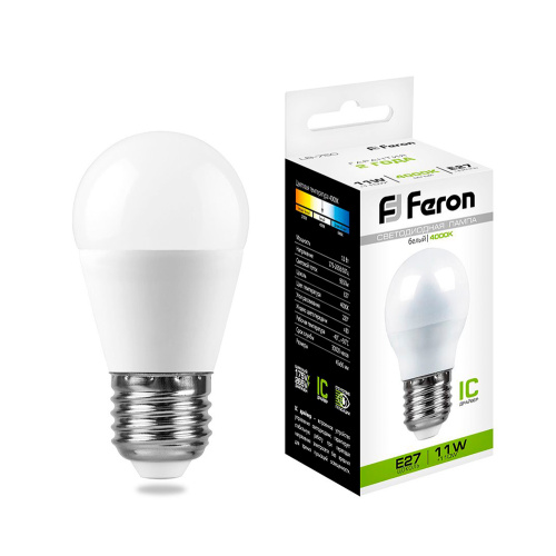 Лампа светодиодная Feron LB-750 Шарик E27 11W 175-265V 4000K фото 3