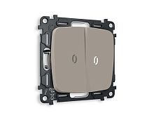 Комплект механизма 2-кл проходного выключателя AMBRELLA VOLT с подсветкой 5600K OMEGA Серо-бежевый матовый QUANT (OP3640, VM120, G25W) MO364035