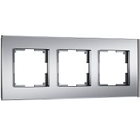 Рамка из стекла на 3 поста Senso серебряный soft-touch W0033106