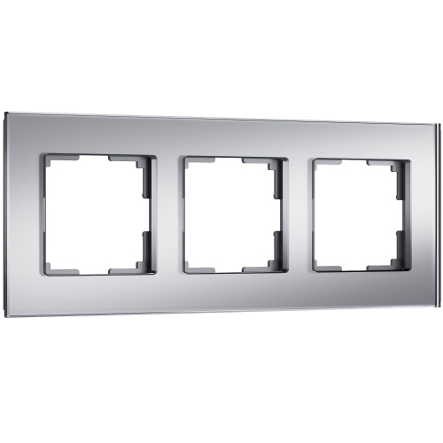 Рамка из стекла на 3 поста Senso серебряный soft-touch W0033106