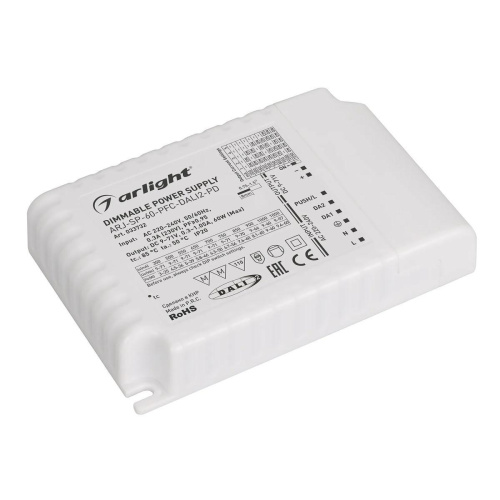 Блок питания Arlight ARJ-SP-60-PFC-DALI2-PD (60W, 9-71V, 0.35 -1.05A) 033732 Блок питания Arlight ARJ-SP-60-PFC-DALI2-PD (60W, 9-71V, 0.35 -1.05A) 033732