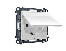 Комплект механизма электрической розетки AMBRELLA VOLT  ALFA Белый матовый с/з с шторками и крышкой IP44 QUANT (AP1280, VM141) MA128010