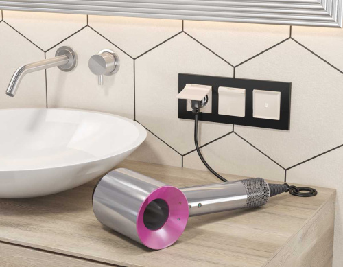 Комплект механизма 1-клавишного выключателя с самовозвратом с подсветкой 5600K Ambrella Volt ALFA Бежевый глянец QUANT (AP3020, VM113, G14W) MA302055 фото 5