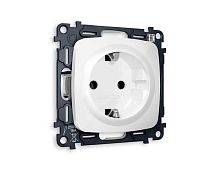 Комплект механизма электрической розетки Ambrella Volt OMEGA Белый глянец с заземлением на винтовых зажимах QUANT (OP1060, VM141) MO106010