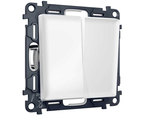 Комплект механизма 2-клавишного перекрестного выключателя 10A-250V Ambrella Volt ALFA Белый матовый QUANT (AP1230, VM125) MA123030