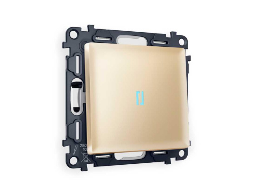 Комплект механизма 1-кл выключателя AMBRELLA VOLT с подсветкой 10000K ALFA Шампань QUANT (AP6020, VM101, G17B) MA602020