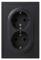 Розетка ЭРА Galaxy 15-2104-05 с заземлением двойная 2X2P+E Schuko 16А-250В IP20 антрацит Б0070685
