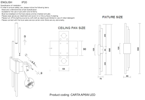Бра Crystal Lux CARTA AP6W LED WHITE/BRASS фото 2