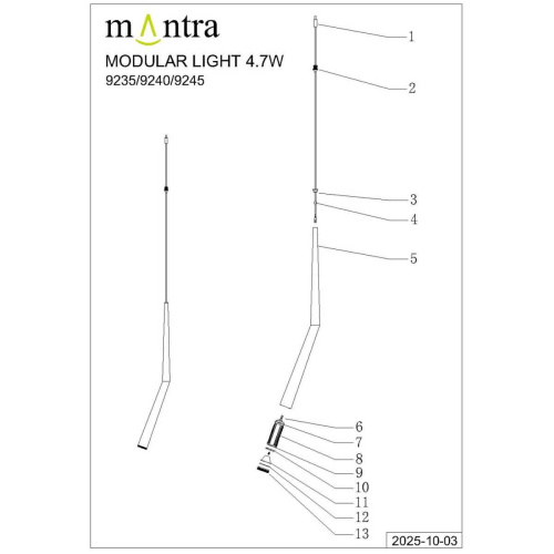 Подвесная люстра Mantra Boomerang 9393+9240 (14L) фото 3