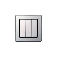 Выключатель трехклавишный Liregus Epsilon серебро 28-174
