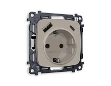 Комплект механизма электрической розетки AMBRELLA VOLT OMEGA Серо-бежевый матовый 2USB A+C 20W (быстрая зарядка) с/з QUANT (OP3700, VM160) MO370010