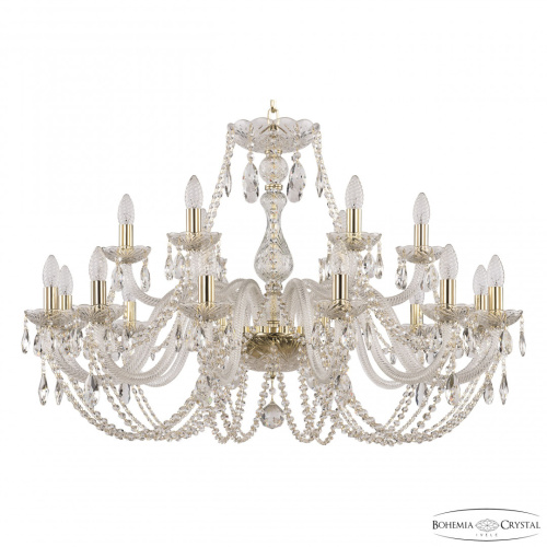 Люстра хрустальная 101/12+6/360 G Bohemia Ivele Crystal (Богемия Ивеле Кристалл)