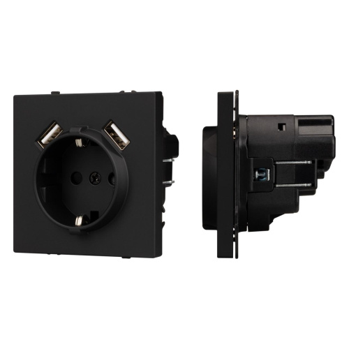 Механизм розетки с USB зарядкой SCT-NOBE-MUAA-SFPL-BK (230V, 16A) Arlight 054289