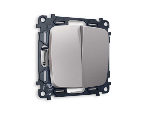 Комплект механизма 2-кл выключателя AMBRELLA VOLT OMEGA Сталь матовый QUANT (OP5030, VM115) MO503010