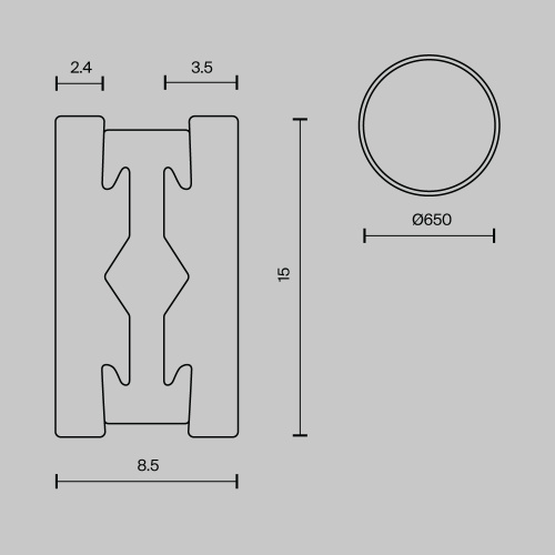 Шинопровод накладной/подвесной Technical TRX154-R-D650-B фото 2
