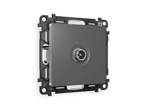 Комплект механизма TV розетки оконечной AMBRELLA VOLT ALFA Антрацит серый 50-870 MHz 1dB QUANT (AP6630, VM202) MA663010