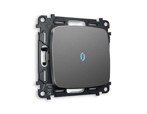 Комплект механизма 1-кл выключателя AMBRELLA VOLT с подсветкой 10000K OMEGA Антрацит серый QUANT (OP6520, VM101, G17B) MO652020