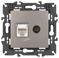 Розетка ЭРА Elegance 14-3110-16 RJ45+TV, титан Б0065768