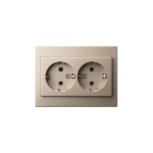 Розетка двойная 2P+E Liregus Epsilon шампань 28-312 Розетка двойная 2P+E Liregus Epsilon шампань 28-312