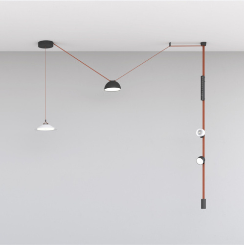 DK5565-WH+BK Cветильник для трека-ремня Belty, серия Flow, со светодиодом, D300*H71мм, 48V DC, 12W, RA90, 120°, 3000K, IP20, белый с черным, алюминий фото 5