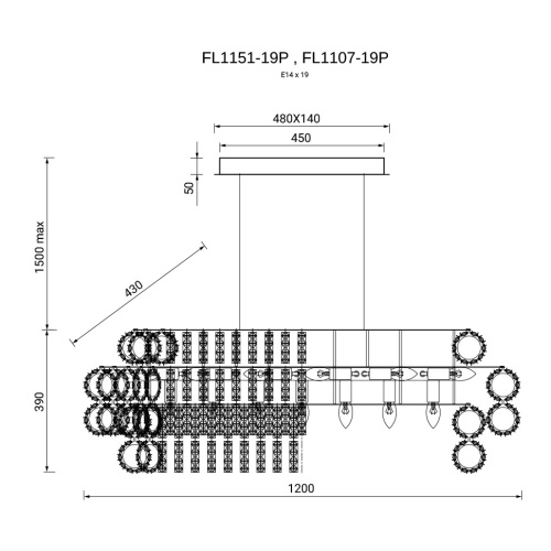 Люстра подвесная Brilliance Chrome FL1107-19P фото 2 Люстра подвесная Brilliance Chrome FL1107-19P фото 2