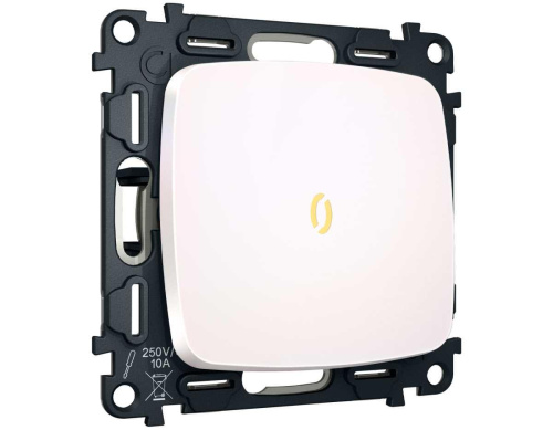 Комплект механизма 1-клавишного выключателя с самовозвратом с подсветкой 3200K Ambrella Volt OMEGA Жемчуг QUANT (OP2020, VM113, G11Y) MO202050