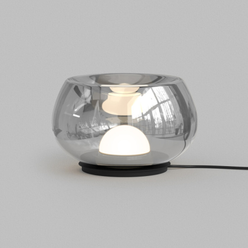 Настольная лампа FLOA, 8 Вт, 3000К, ?220 мм, металл, стекло, черный, дымчатый серый