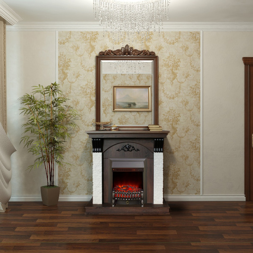 Электрокамин RealFlame Corfino NT орех с очагом Fobos Lux Black фото 8