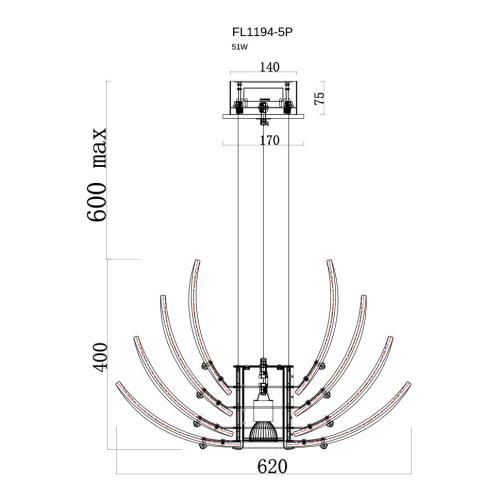 Подвесная люстра Florencia FL1194-5P фото 2 Подвесная люстра Florencia FL1194-5P фото 2
