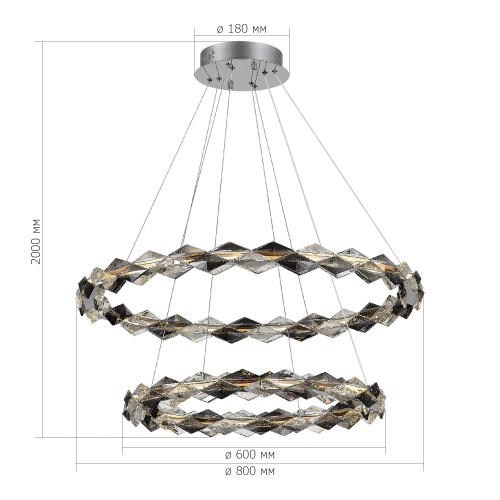 SL6009.103.02 Люстра подвесная ST-Luce Хром/Прозрачно-Дымчатый LED 1*45W 3000K DIAMANTA фото 2