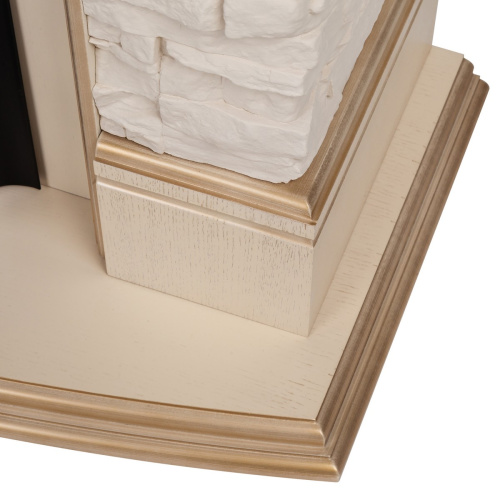 Электрокамин RealFlame Athena WT белый дуб с золотой патиной с очагом Majestic Lux Brass фото 7