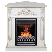 Электрокамин RealFlame Anita Corner WT дуб белый с золотой патиной с очагом 3D Oregan