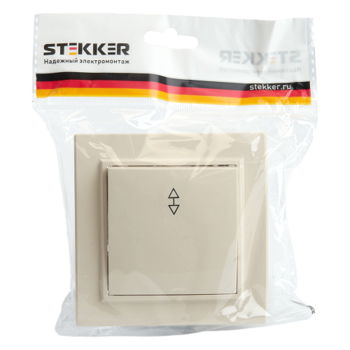 Переключатель 1-клавишный STEKKER  PSW10-9005-02, 250В, 10А, серия Эрна, слоновая кость фото 2