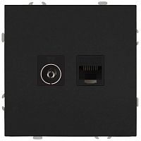 Розетка ЭРА Galaxy 15-3110-05 комбинированная RJ45+TV IP20 антрацит Б0070784