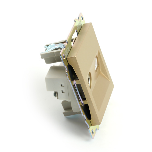 Розетка TV + компьютерная RJ-45 (механизм), STEKKER, GLS00-7106-08, серия Катрин, золото фото 3
