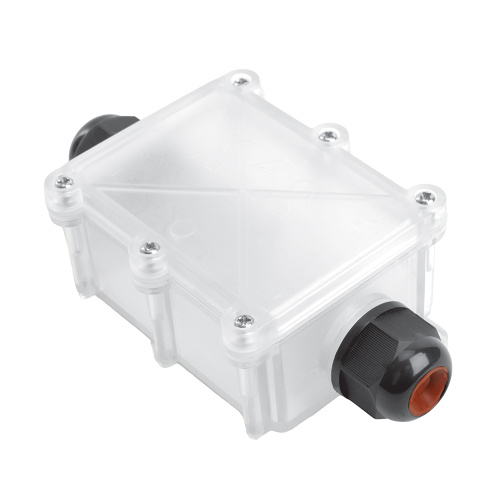 LD537 Коробка распределительная водонепрониц. 2 вых. с 4-конт. коннектором, STEKKER, 450V, 130х70х41, прозрач