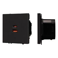 Механизм розетки с быстрой USB зарядкой SCT-NOBE-MUAC-SFPL-FC-BK (65W, QC3) Arlight 054317