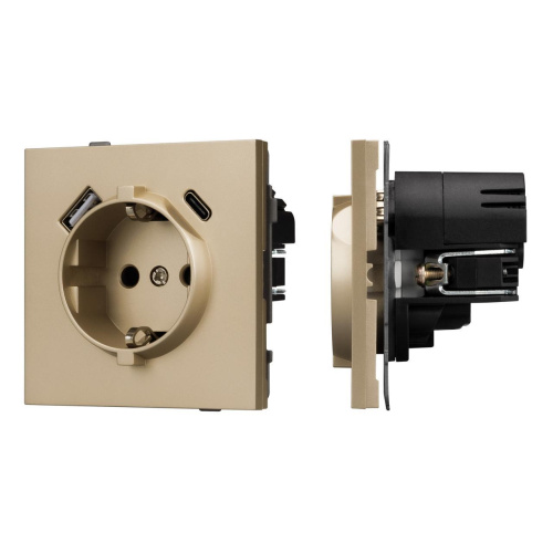 Механизм розетки с USB зарядкой SCT-TENDO-MUAC-SFPL-GD (230V, 16A) Arlight 054608 Механизм розетки с USB зарядкой SCT-TENDO-MUAC-SFPL-GD (230V, 16A) Arlight 054608