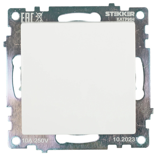 Переключатель 1-клавишный (механизм), STEKKER GLS10-7105-01, 250V, 10А, серия Катрин, белый