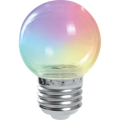 Лампа светодиодная Feron LB-37 Шарик прозрачный E27 1W 230V RGB плавная смена цвета фото 2