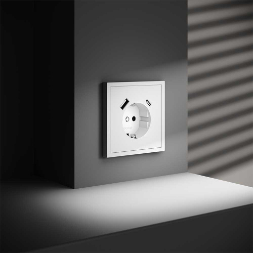 Розетка встраиваемая Voltum S70 с заземлением и защитными шторками, 16А, с USB, A+С, (белый матовый) VLS040502 фото 5