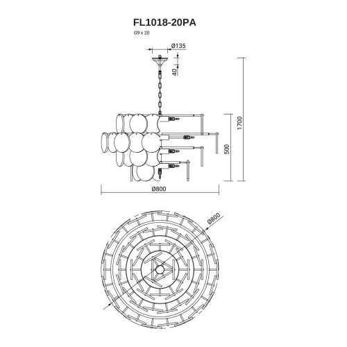 Подвесная люстра Di Marmo FL1018-20PA фото 2 Подвесная люстра Di Marmo FL1018-20PA фото 2