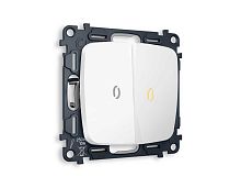 Комплект механизма 2-кл проходного выключателя AMBRELLA VOLT с подсветкой 3200K OMEGA Белый матовый QUANT (OP1240, VM120, G22Y) MO124030
