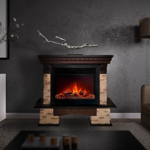 Каминокомплект ROCKLAND/ЧЕЛСИ Античный дуб с очагом Электроочаг MOONBLAZE LUX/МУНБЛЕЙЗ фото 3