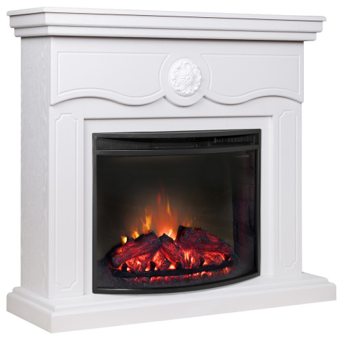 Электрокамин RealFlame Raffaele 25,5 WT белый с очагом Evrika 25,5 LED фото 2