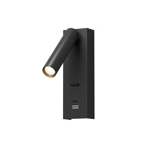 Светильник настенный CHARGELUX, USB-A , 3Вт, 3000К, алюминий, черный фото 3
