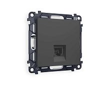 Комплект механизма компьютерной розетки AMBRELLA VOLT ALFA Графит мягкое касание RJ-45(8P8C) CAT6 с шторкой QUANT (AP9120, VM188) MA912010