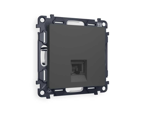 Комплект механизма компьютерной розетки AMBRELLA VOLT ALFA Графит мягкое касание RJ-45(8P8C) CAT6 с шторкой QUANT (AP9120, VM188) MA912010